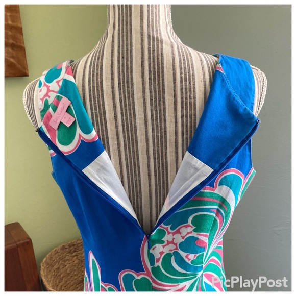 &Lilly Pulitzer Stephanie Shift Style#86273 Novelty Big Bang print Brewster Blue - Picture 4 of 16